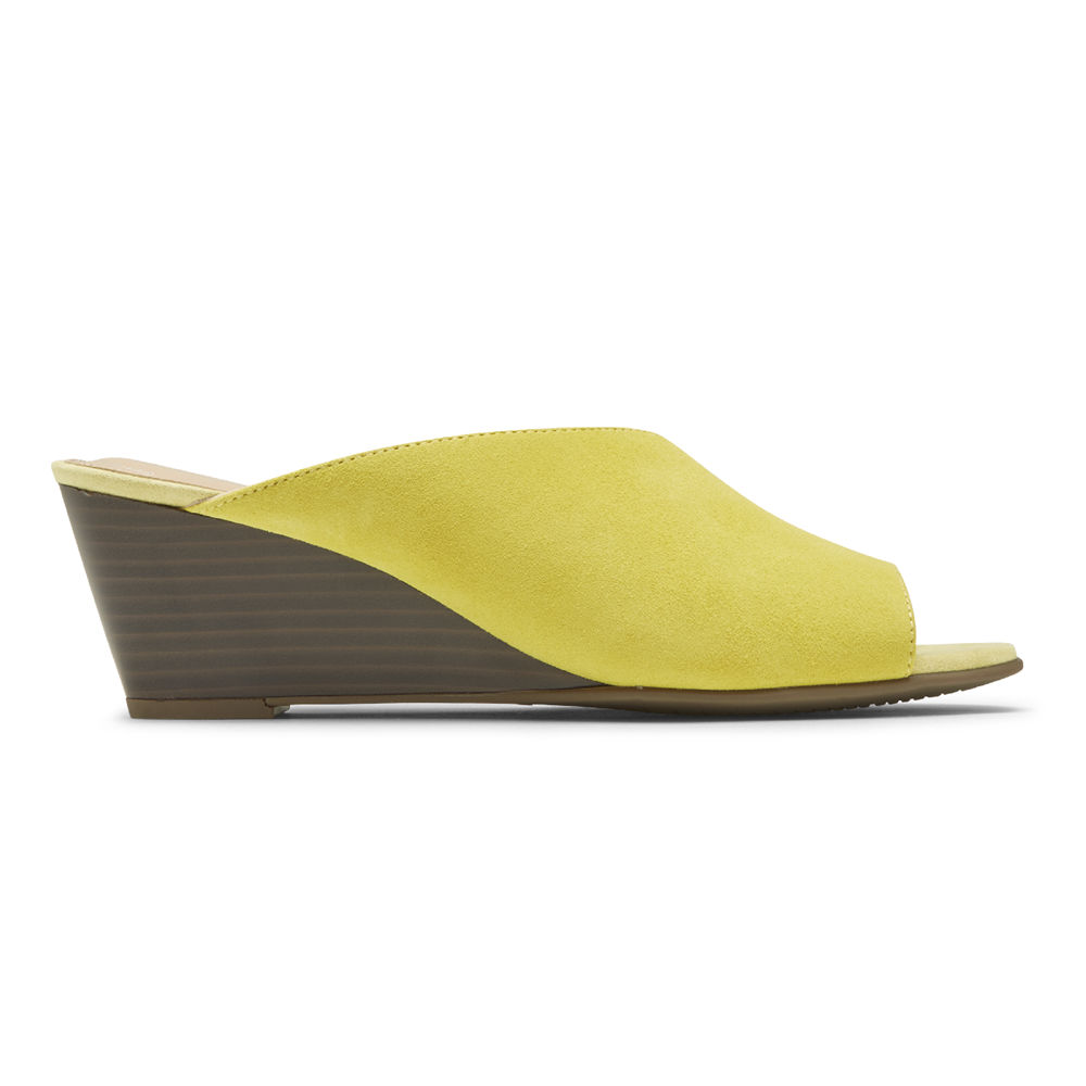 Rockport Singapore Womens Slides - Total Motion Taylor Asymmetrical Yellow - KS3649752